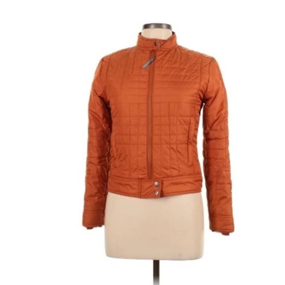 Spiewak Womens Puffer Jacket Orange Waist Length Full Zip Lined Pockets S - Picture 1 of 4